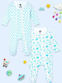 The Mom Store - Happy Cloud-Out Of World Zipper Multi-Color Bodysuits (Pack of 2)