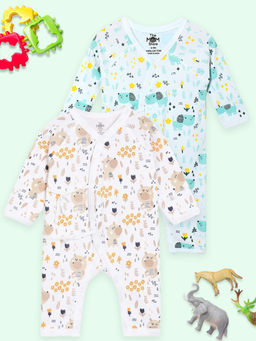 The Mom Store - Puppy in the Garden-Bear in the Garden Multi-Color Bodysuits (Pack of 2)