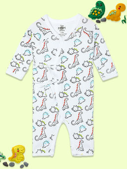 The Mom Store - Dinos on the Round Infant White Bodysuit