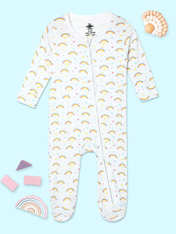 The Mom Store - Magic Bow Infant Zipper White Bodysuit