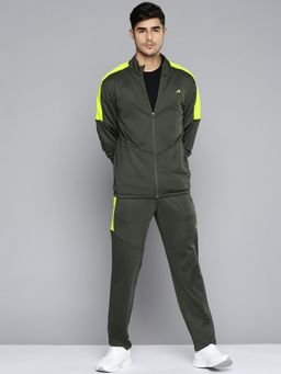 Alcis - Men Olive Green Colorblock Tracksuit (Set of 2)
