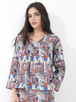 RAREISM - Womens Abstract Print Regular Fit Top
