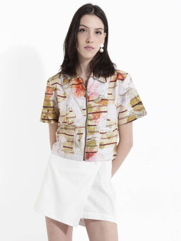 RAREISM - Womens Floral Printed Shirt Crop Top