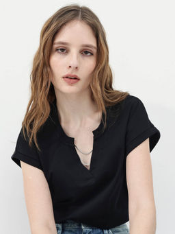 RAREISM - Womens Boxy Fit Round Neck Shirt Top