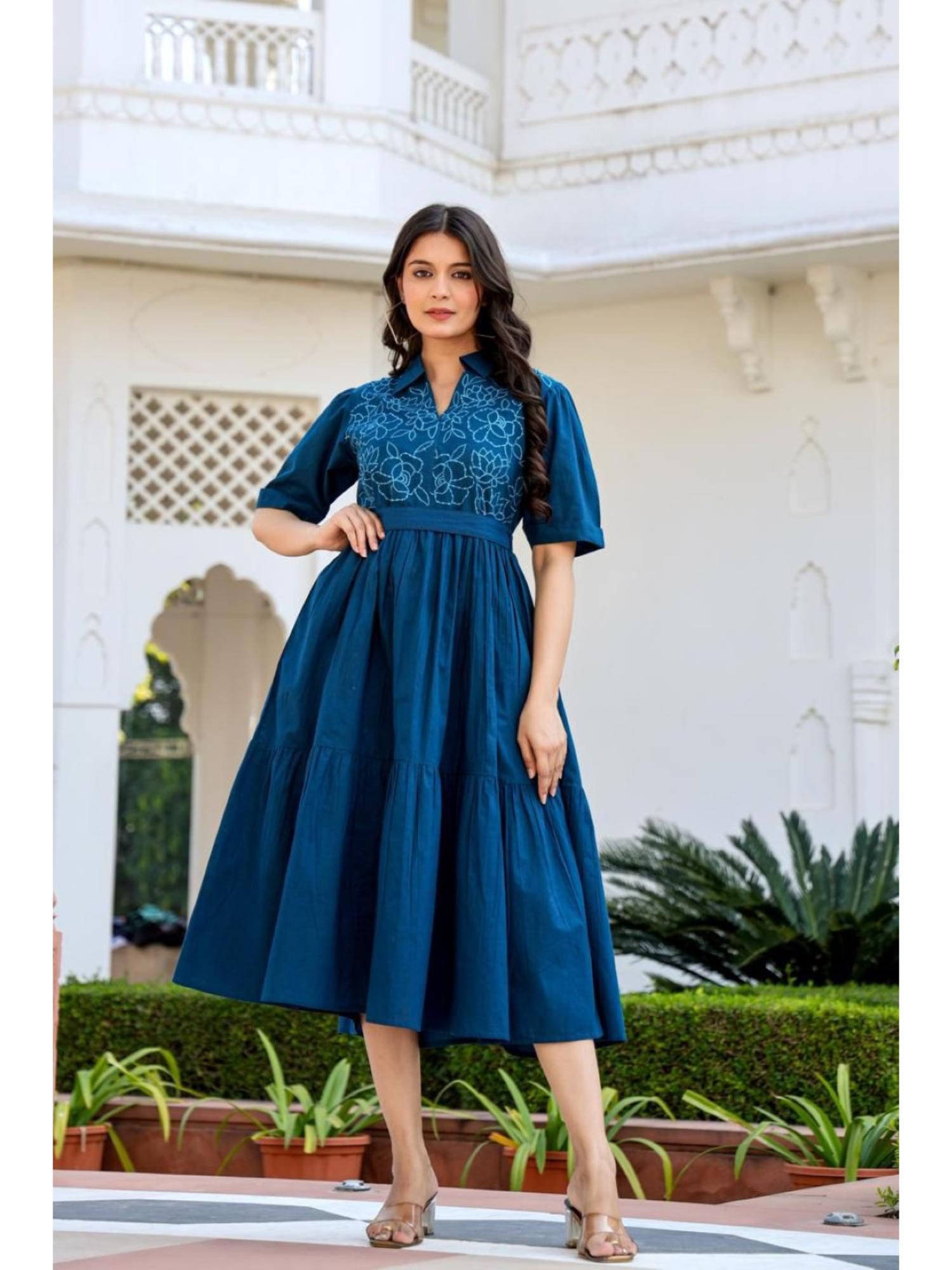 autumnlane Esmera Azure Embroidery Cotton Dress-picture-30