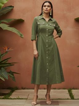 Autumnlane - Ivanka Luner Cotton Olive Dress
