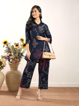 Silver Lime - Blue Printed A-Line Co-Ord Set