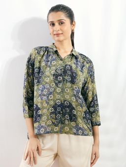 Silver Lime - Green Modal Printed Regular Fit Shirt