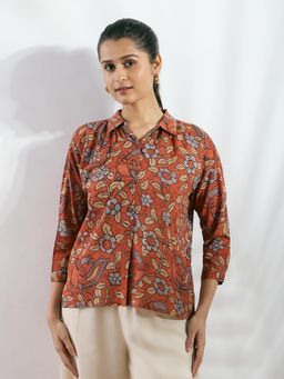 Silver Lime - Rust Modal Printed Regular Fit Shirt