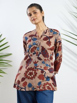 Silver Lime - Beige Printed Viscose Tunic