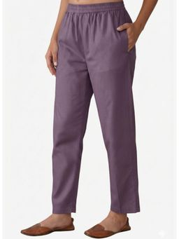 Zuri - All-Day Ease Regular Fit Pure Cotton Mid-rise Light Purple Pant