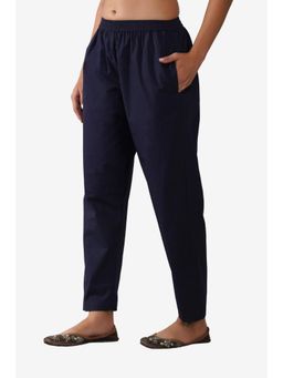 Zuri - All-Day Ease Regular Fit Pure Cotton Mid-rise Navy Blue Pant