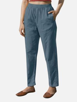 Zuri - All-Day Ease Regular Fit Pure Cotton Mid-rise Teal Pant