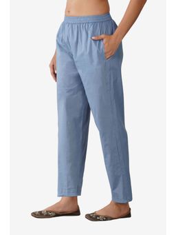 Zuri - All-Day Ease Regular Fit Pure Cotton Mid-rise Blue Pant