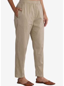 Zuri - All-Day Ease Regular Fit Pure Cotton Mid-rise Taupe Pant