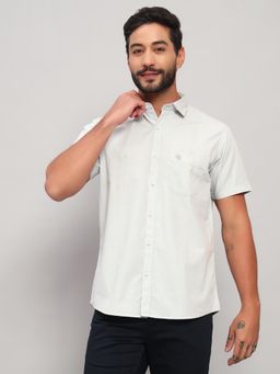 Cantabil - Men Cotton White Collar Neck Regular Fit Solid Shirt