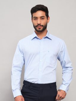 Cantabil - Men Cotton Blue Collar Neck Slim Fit Checks Shirt