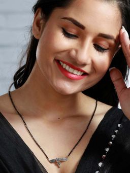 Priyaasi - Sheer By Oxidised Silver Floral Heart Mangalsutra