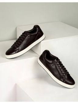 Monte Carlo - Mens Lace Up Brown Solid Leather Casual Sneakers