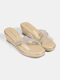 Lemon & Pepper - Women Beige Fancy Slip On Wedges Heels