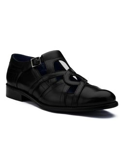MASABIH - Black Genuine Leather Stylish Sandals for Men