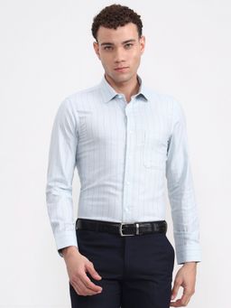 JadeBlue - Youth Men's Blue Striped Formal Shirt