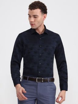 JadeBlue - Men's Blue Printed Formal Shirt