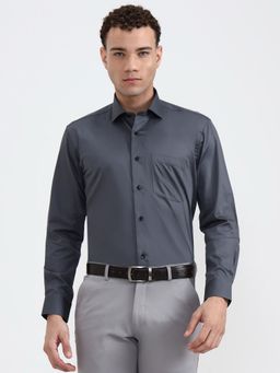 Metal - Men's Dark Grey Slim Fit Formal Shirt
