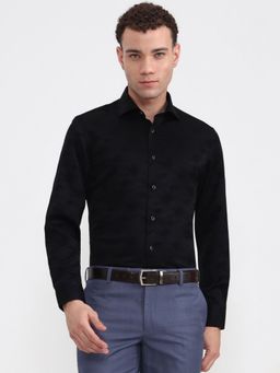 JadeBlue - Super Luxe Men's Black Printed Formal Shirt