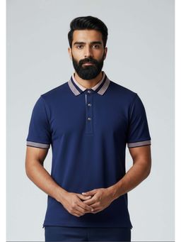OUTERWORLD - Navy Blue The Axis Metallic Polo T-Shirt