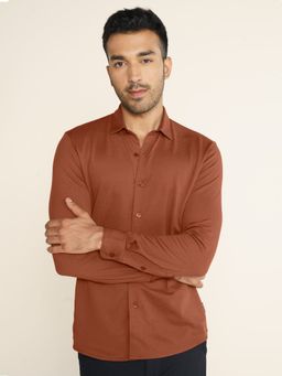 DaMENSCH - Men Rust Long Sleeves Regular Fit Casual Shirt