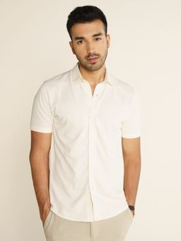 DaMENSCH - Cream Cotton Thermoregulating Pique Shirt