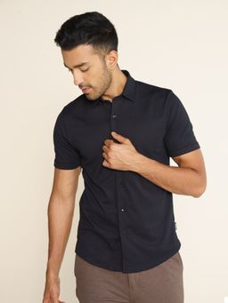 DaMENSCH - Black Cotton Thermoregulating Pique Shirt