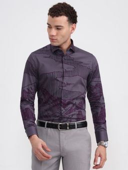 Wyre - Men's Purple Printed Shirt