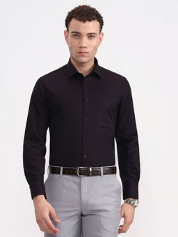 JadeBlue - Wine Textured Formal Shirt