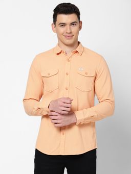 Lee - Men's Solid Peach Shirt Slim Fit