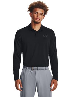 Under Armour - Black Polyester Full Sleeves Polo T-Shirt