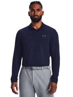 Under Armour - Navy Blue Polyester Full Sleeves Polo T-Shirt