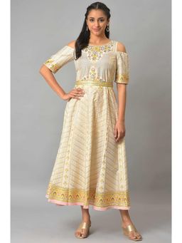 Aurelia - Ivory A-line Printed Summer Dress