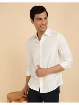 Fabindia - Off White Viscose Silk Slim Fit Shirt