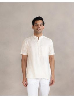 Fabindia - Off White Viscose Blend Dobby Slim Fit Shirt