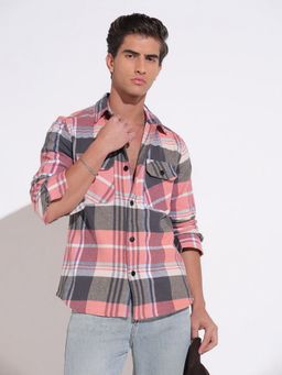 SHOWOFF - Plaid Check Multicolour Casual Utility Pockets Shacket