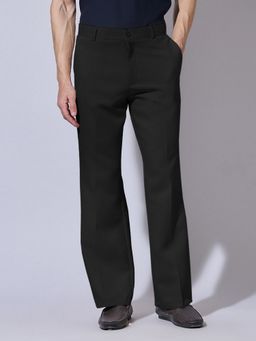 SHOWOFFFF - Black Viscose Rayon Solid Straight Trouser