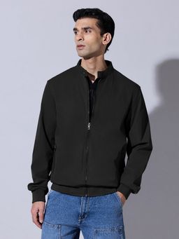 SHOWOFF - Black Zip-Up Bomber Jacket