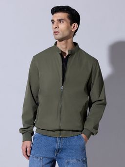 SHOWOFFFF - Green Zip-Up Bomber Jacket