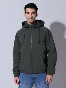 SHOWOFFFF - Green Zip-Up Detachable Hood Jacket