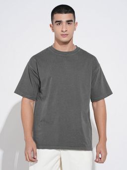 SHOWOFF - Grey Oversized Round Neck T-Shirt