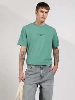 Calvin Klein - Green Printed Relaxed Fit Cotton T-Shirt
