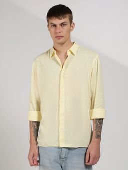 Calvin Klein - Yellow Solid Regular Fit Linen Shirt