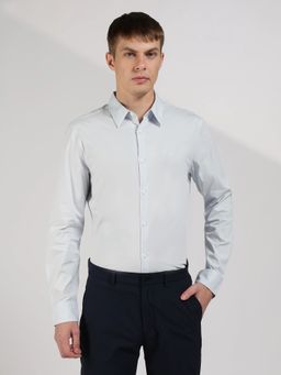 Calvin Klein - Blue Solid Slim Fit Cotton Shirt